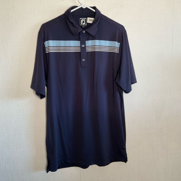 FootJoy Shirt Mens Size Large Golf Polo Navy Night Blue Short Sleeve Performance - Picture 2 of 9